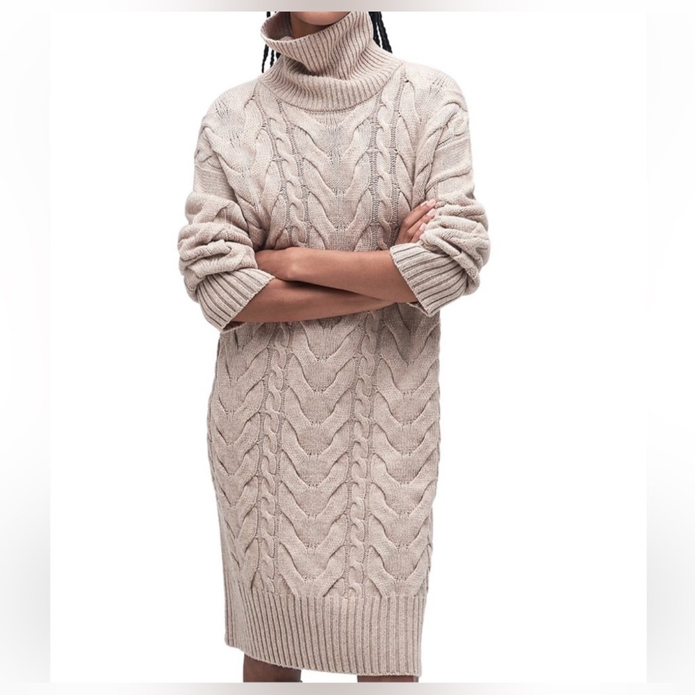 Barbour Beige Cable Knit Mini Dress